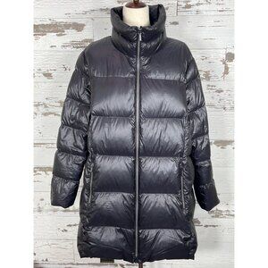 LANDS END Lightweight Hooded Packable Down Coat Black Sz 1x (16W-18W) NWOT